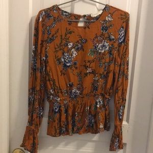 Orange Floral Blouse